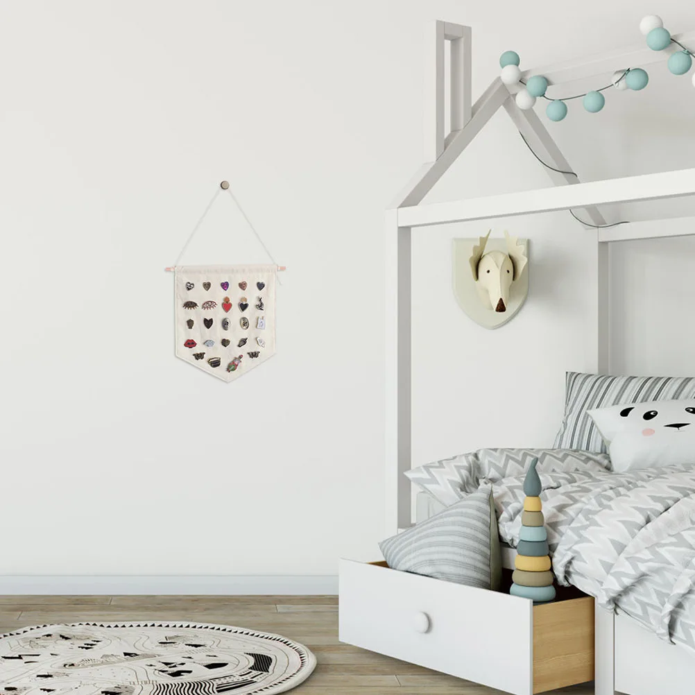 

2Pcs Pin Display Canvas Pennant Plain Blank Cotton Badge Hanging Banner Decorative Wall Banner for Badge Collection