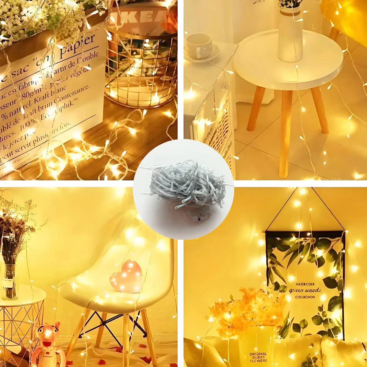 1 Piece 100Led/200Led USB Power Supply, 8 Function Flashing Led String |   Indoor and Outdoor Decoration Multi-Purpose |   Energy Saving and Flexible Fairy Lights |   Ideal for Christmas, Halloween, and Wedding |   Warm Light Atmosphere Lighting, Holiday Decoration |   Warm Lighting |   Decorative Lights