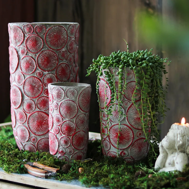 Lemon Slice Flower POTS Cement Artistic Texture Decorative Flower Vases Soil-grown Green Plants Garden Ornaments