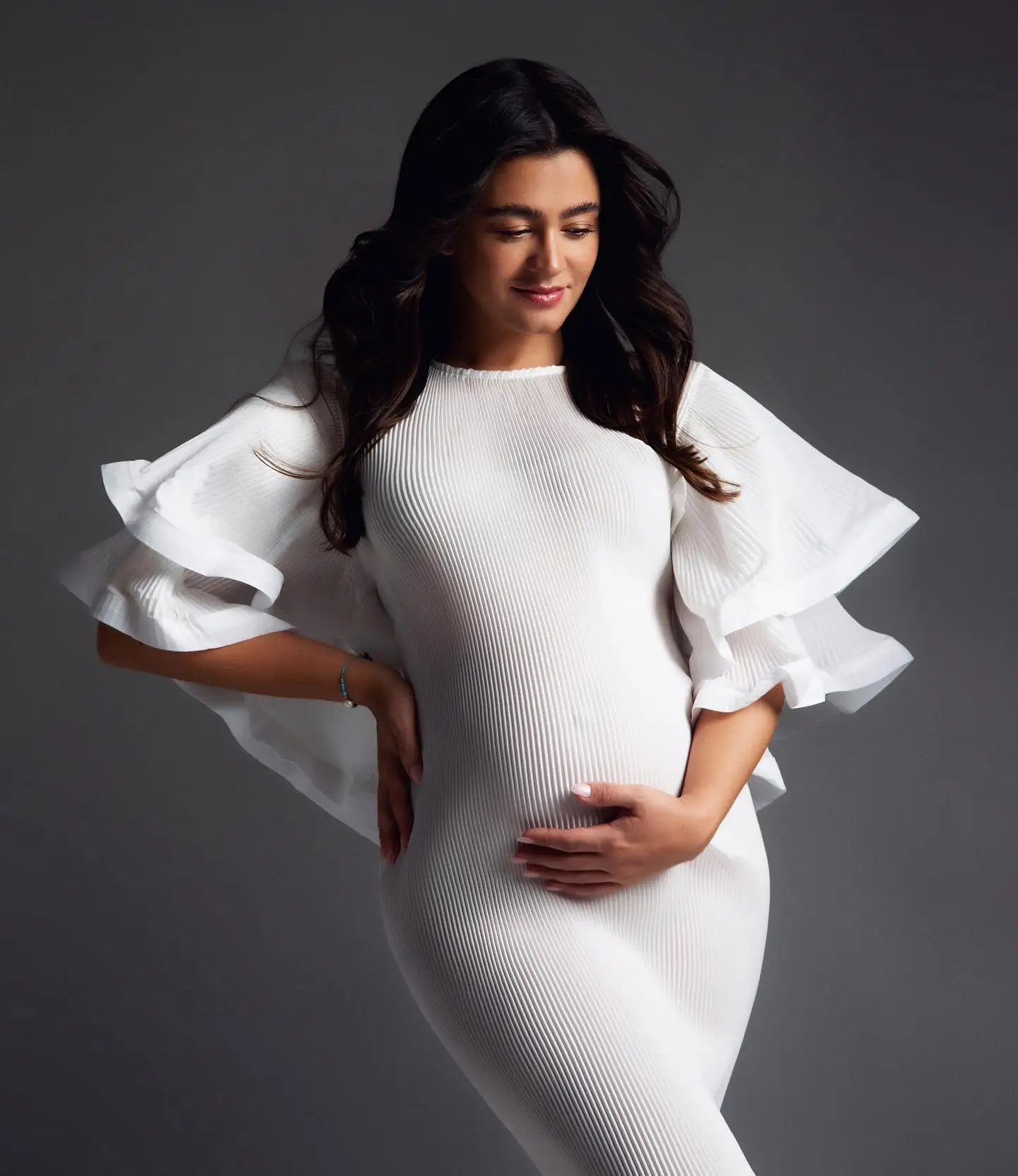 Maternity Photography Dresses for Gorgeous Mama Casual Round Neck Flare Short Sleeve Pregnancy Photoshoot Studio Session