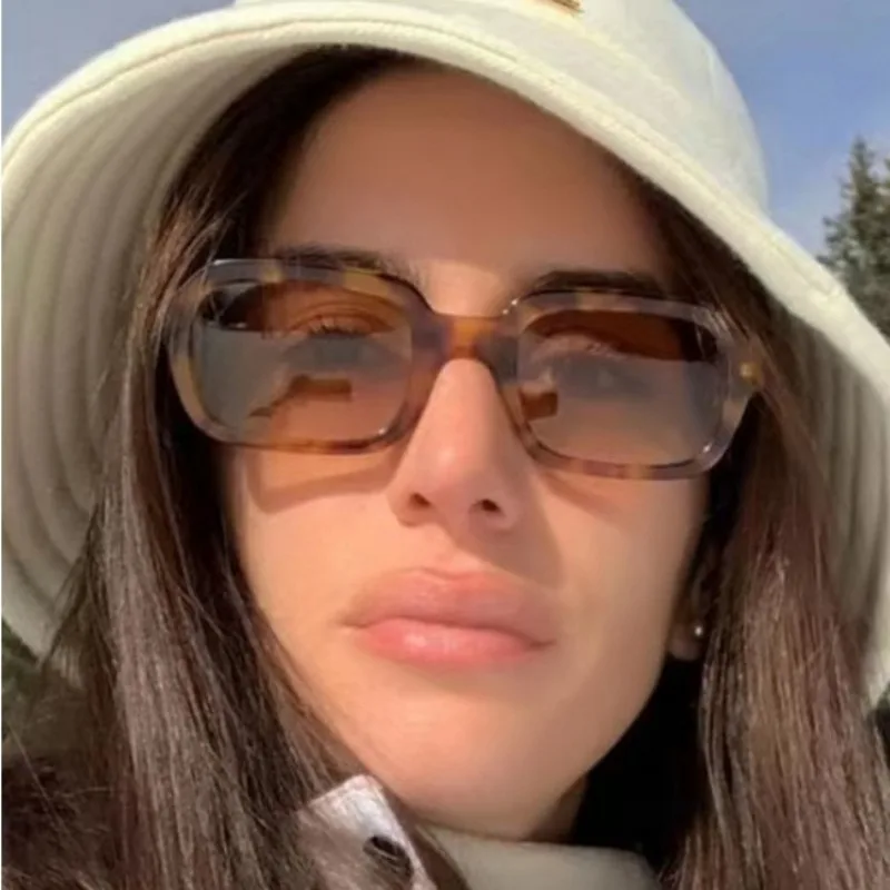 Ins Beliebte Mode Kleine Rechteck Sonnenbrille Frauen Retro Leopard Shades UV400 Trendige Quadratische Gläser