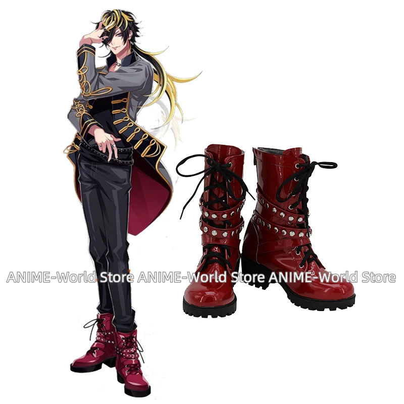 

Hypnosis Mic Division Rap Battl DRB Jyushi Aimono Cosplay Shoes Boots Red Men Shoes Costume Accessories Halloween Party Shoes