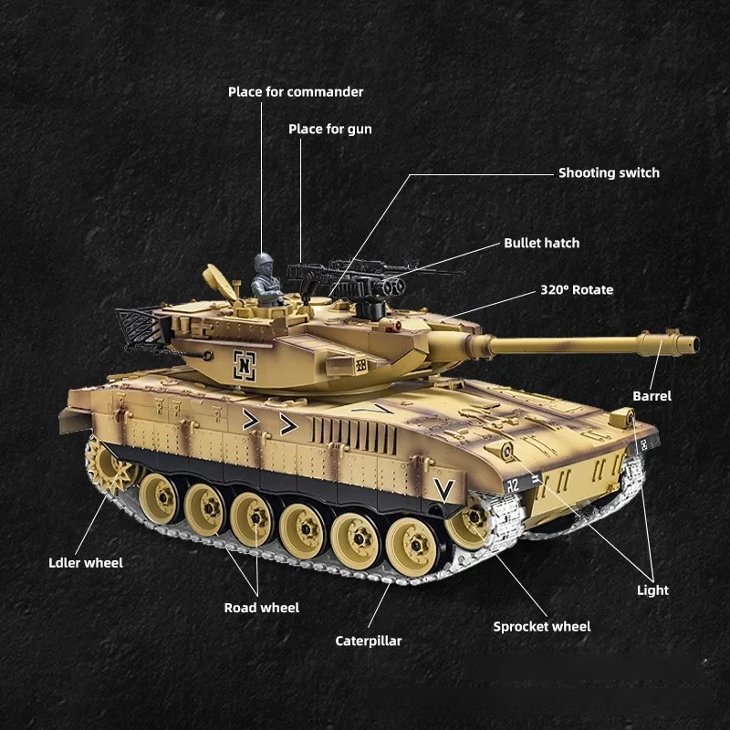 Cooles Spielzeugpanzer, lustiges Geschenk, 44 cm, supergroßes Rc-Panzermodell aus Legierung, Militärmodell-Panzerspielzeug, Roboter-Chassis, Rc-Autos, Spielzeug für Jungen