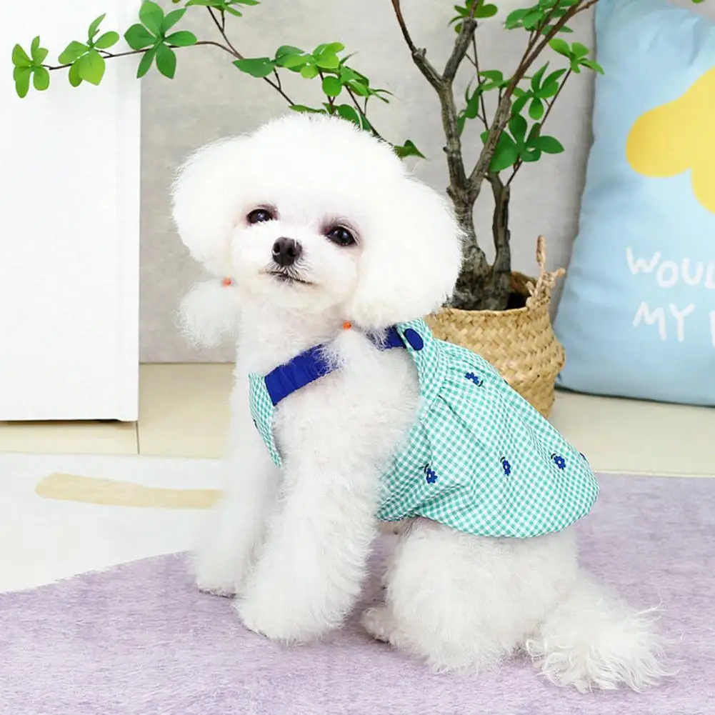 Pet Dress Suspender Type Classic Plaid Fashion Print Soft Texture Skin-touch Dress Up Comfortable Puppy Clothes Princess Dress