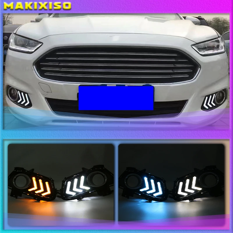 

For Ford Mondeo Fusion 2013 2014 2015 2016 With Turning Yellow Signal Relay Waterproof Car DRL 12V LED Daytime Running Light