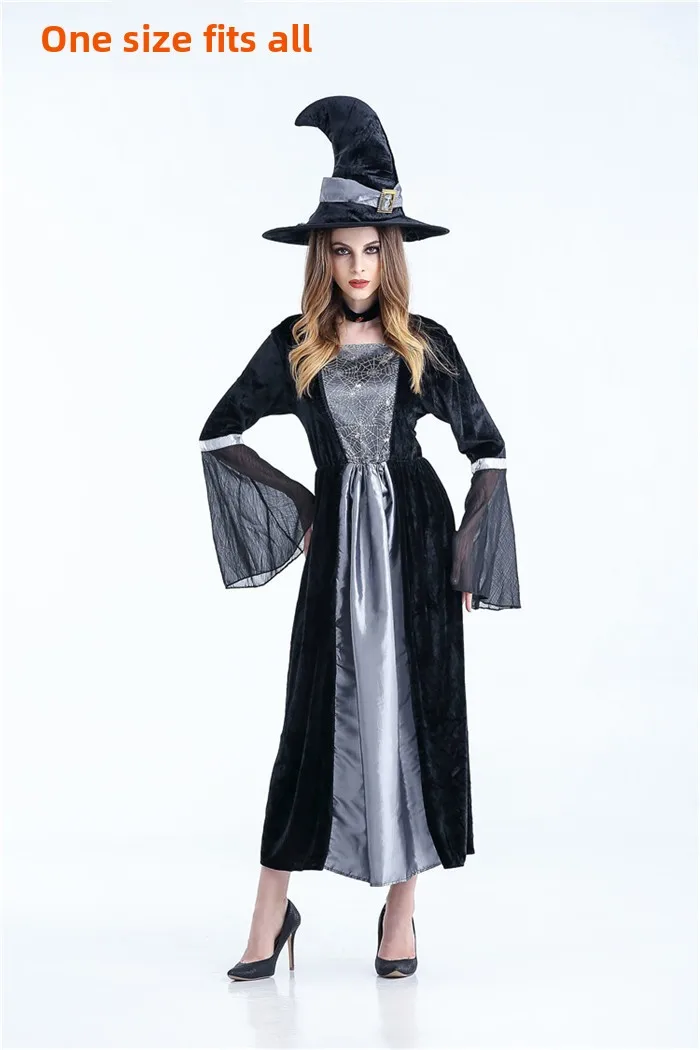 أزياء الهالوين الساحرة للبالغين، حفلة تنكرية للرقص الموت بلا رداء كوسبلاي للمرأة العجوز، تنورة طويلة، ملابس مسبقة #2