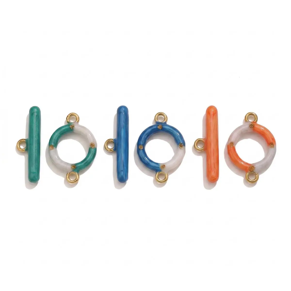 1 Sets Colorful Enamel Toggle Clasps Gold Plated Cute OT Clasps DIY Necklace Bracelet Jewelry Making Wholesale Retail Supplies