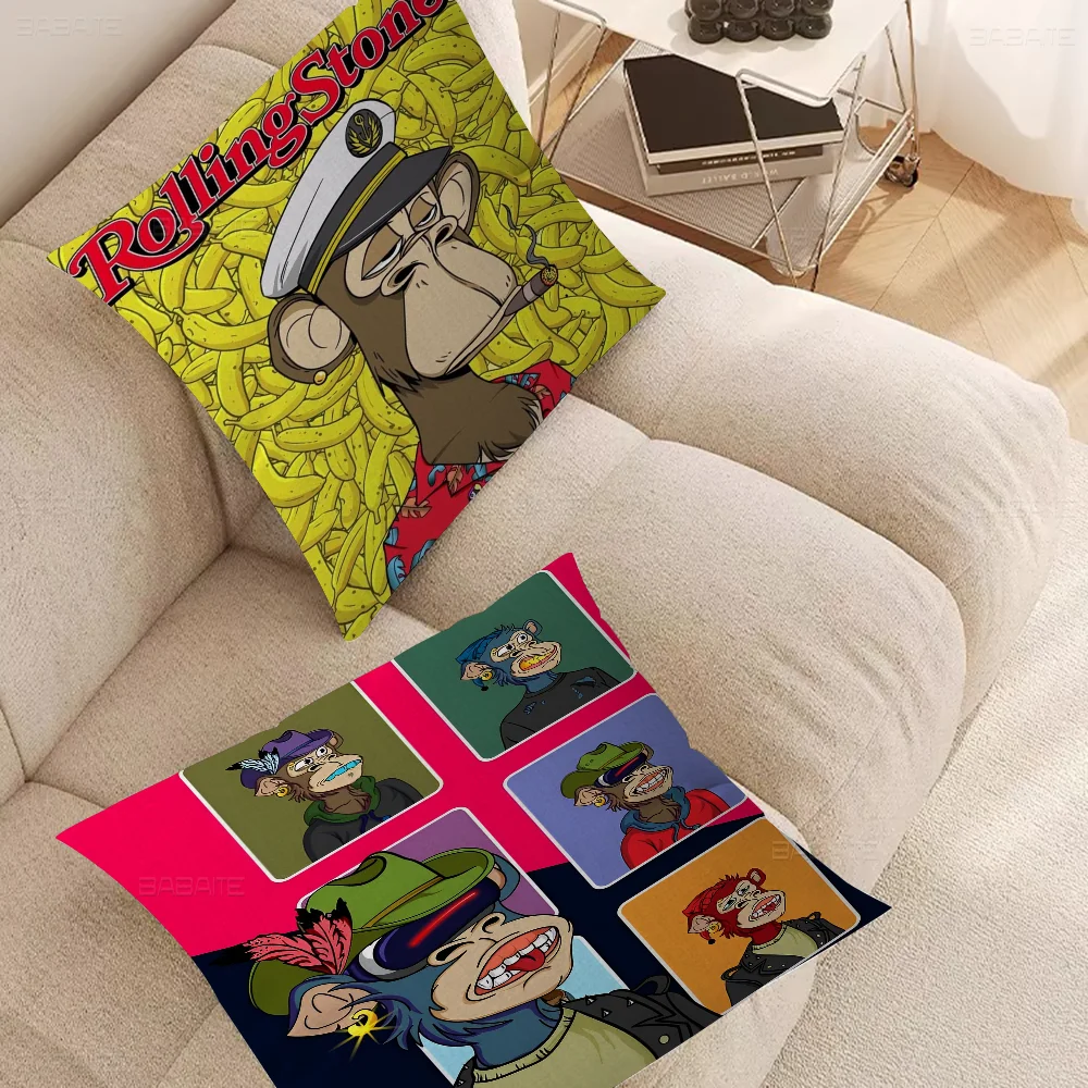 Funny Cartoon B-Bored A-Ape Cushion Cover Car Throw Pillow Case For Sofa Car Christmas Gift 40x40cm 45x45cm