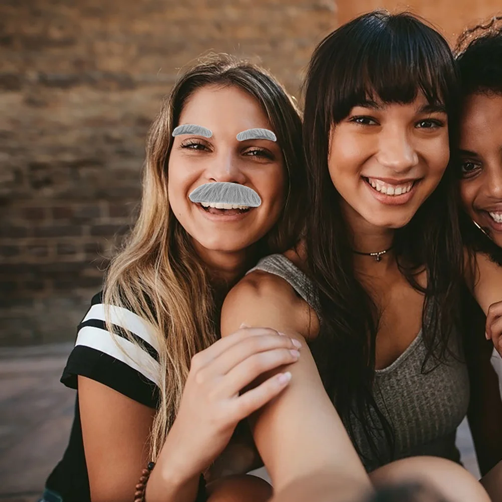 

2Sets Comfortable Fake Mustache Eyebrows Set Easy Apply Remove for Halloween Party Cosplay Festival Theatrical Performance