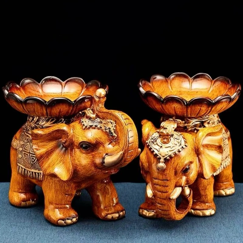 

Tibetan-Style Elephant Fruit Tray Resin Candy Plate Home Living Room Table Snacks Dish Office Creative Decorative Ornament