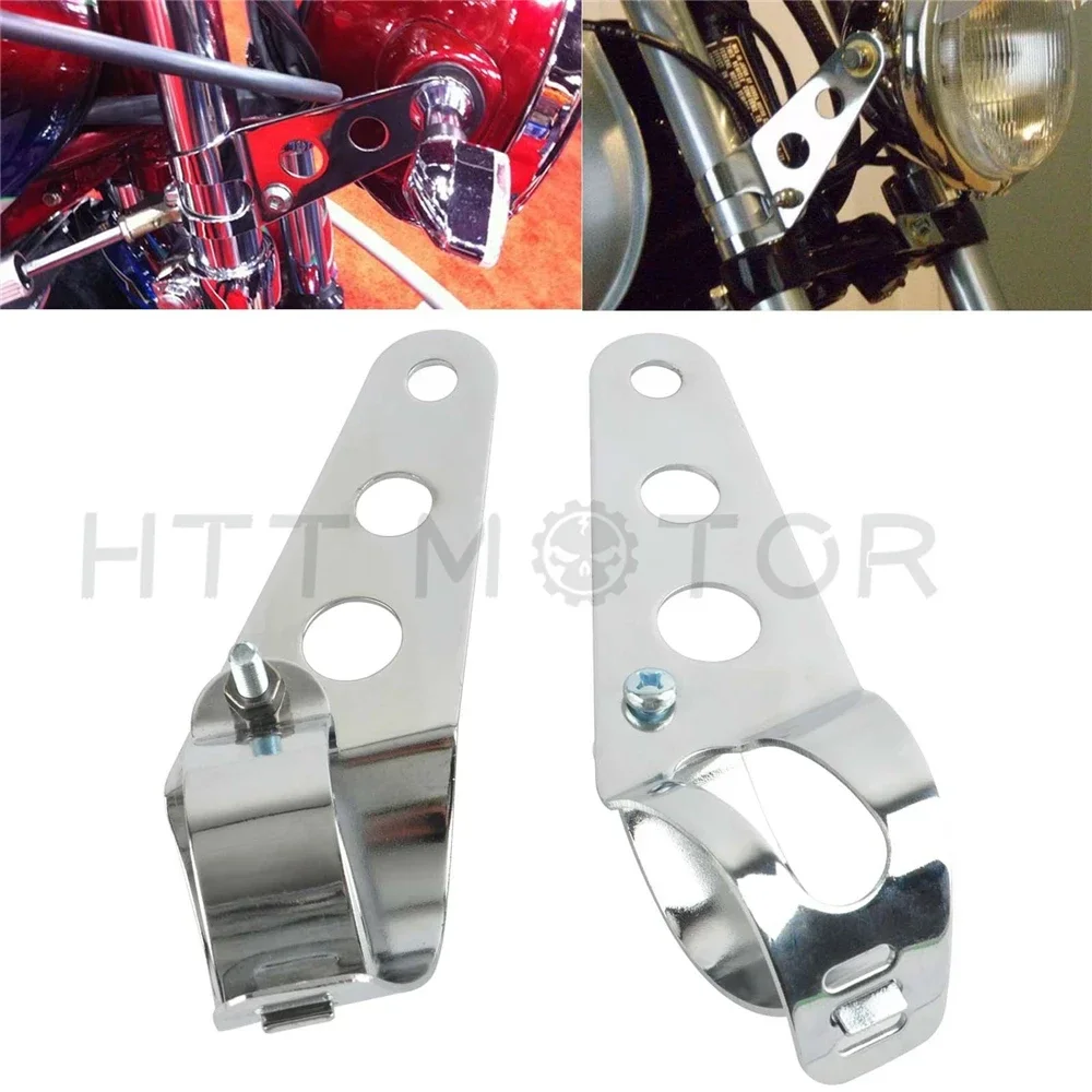 

Motorcycle Parts Chrome Headlight Mount Bracket Fork Ear Motorcycle Bobber Cafe Racer 28/34mm