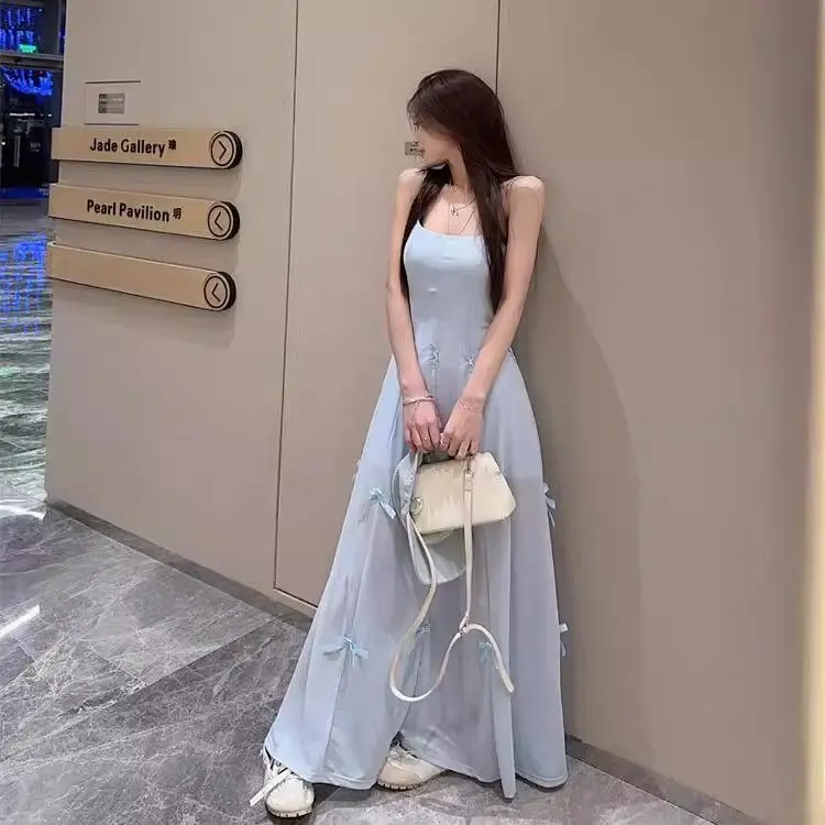 Dresses Sleeveless Womens Roses Summer Embroidered Hand-Pleated Gathered Shirring Smocking Fitted Slimming Picnic Romantic Spicy