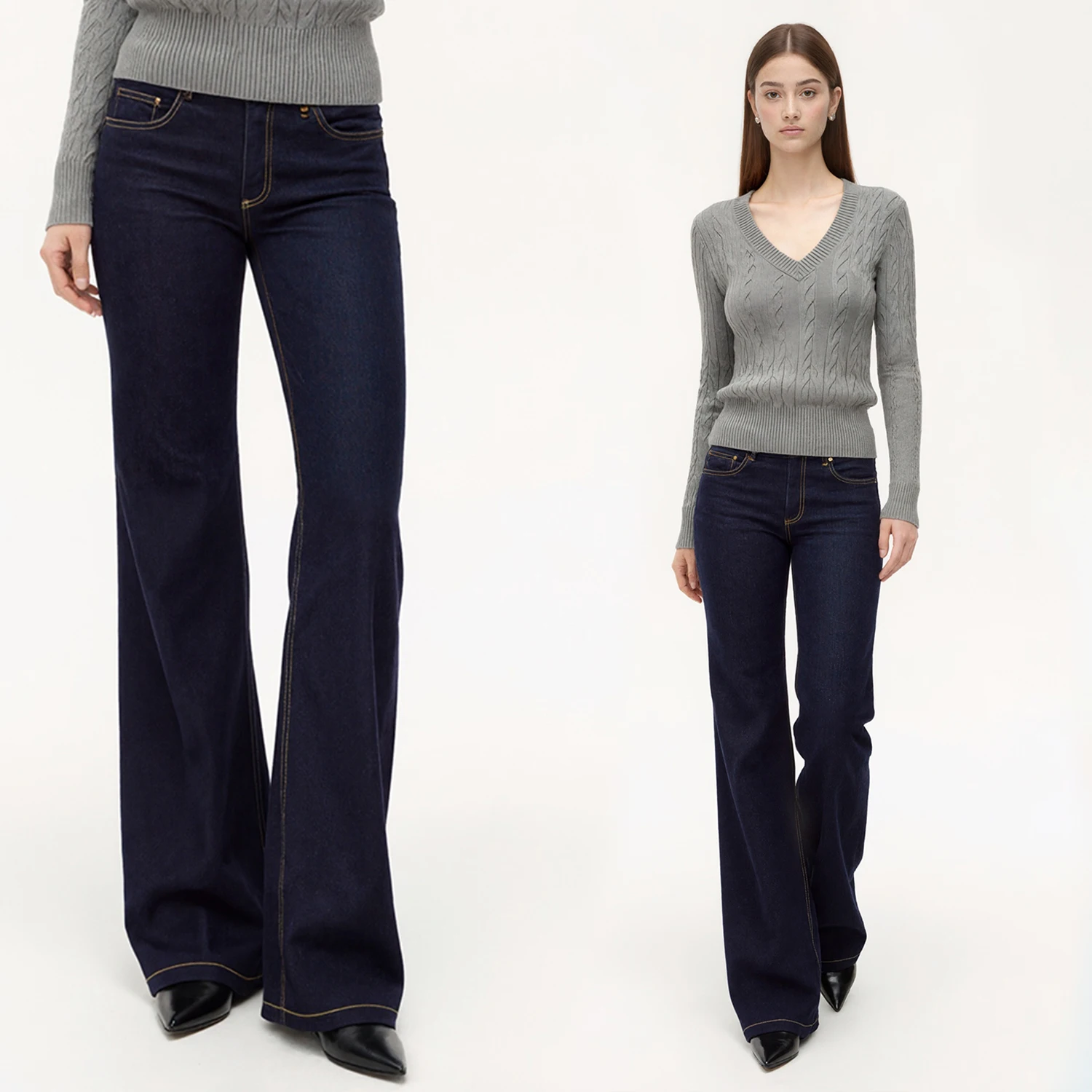 

C-GEM-американские ретро-джинсы с заниженной талией оригинального цвета, слегка расклешенные джинсы, эластичные облегающие джинсы с заниженной талией l