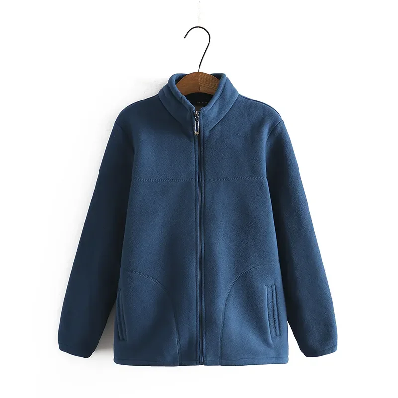 

Mid-Aged Mom Fleece Coat Autumn Winter New Sweatshirt Jacket Velvet Warm Cotton Padded Sports Clothes Female Loose Outwear W1129