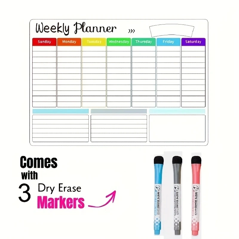 A3 Size Magnetic Refrigerator Monthly Weekly Planner Calendar Table Dry Erase Whiteboard Schedules Fridge Sticker Message Board