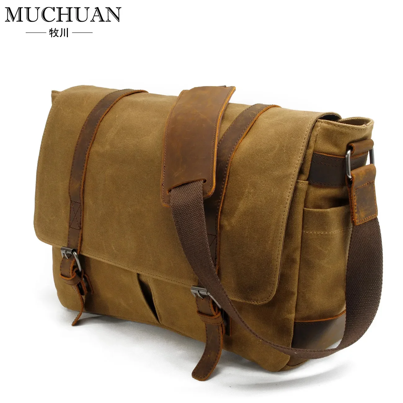 Imagem -04 - Muchuan-bolsa de Ombro Retrô Masculina Bolsa Casual Impermeável Bolsa Diagonal