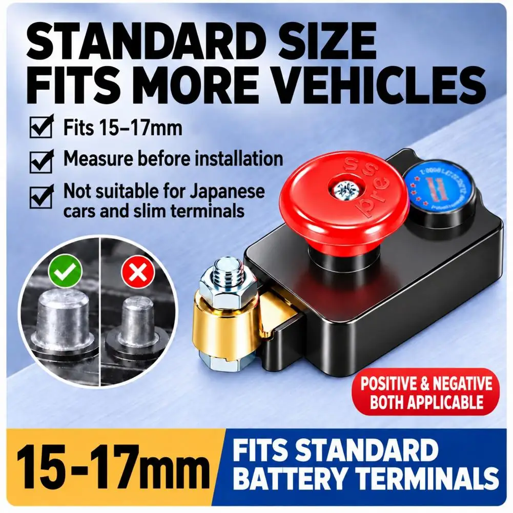 Car Battery Disconnect Switch Push Button 12V 24V Leakage Protection Master Power Cut Off Isolator Switch For Vehicle Auto RV