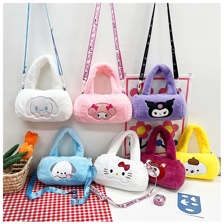 

Cute HelloKitty Melody Kuromi Cinnamoroll Lightweight Handbag Girl Cotton Cloud Bag Single Shoulder Crossbody Bag Birthday Gift