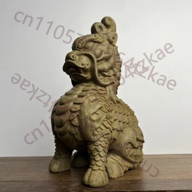 Hand-Carved Agarwood Kirin Statue - 3.9
