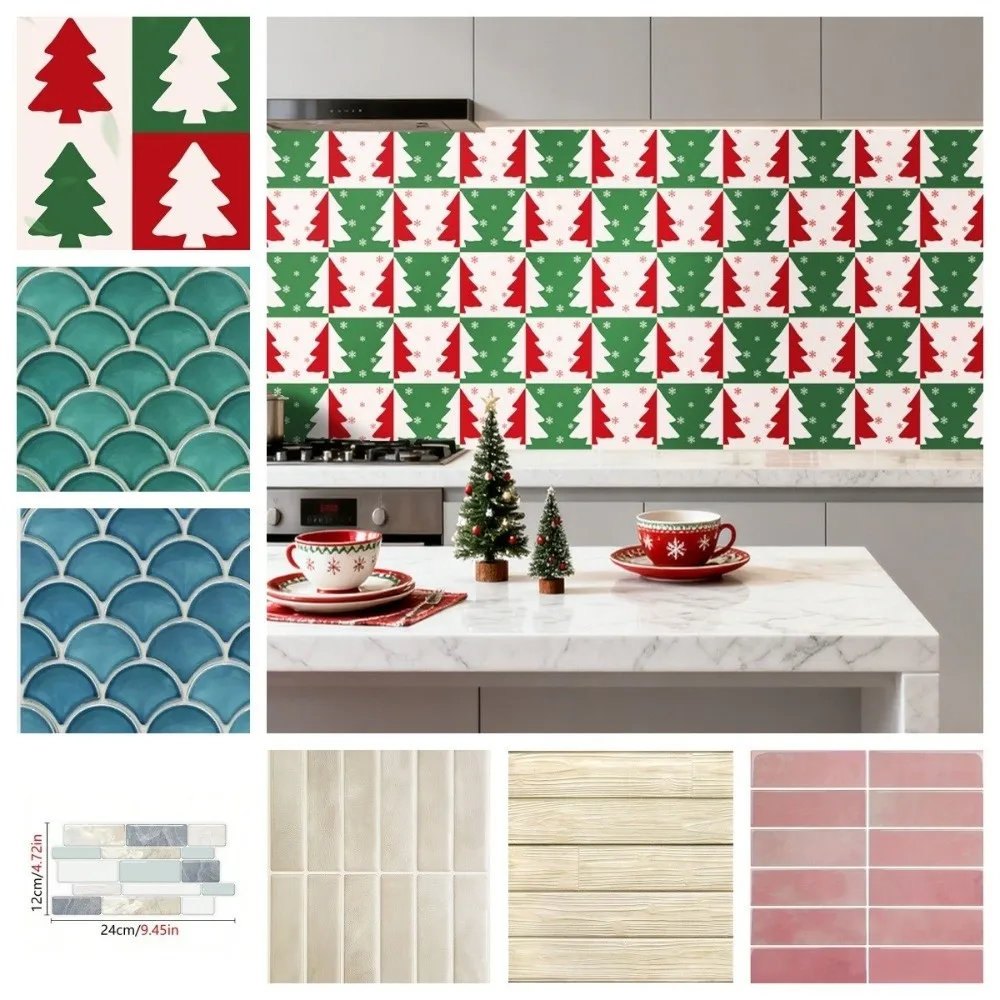 12PCS PVC Tile Sticker Irregular Pattern Self Adhesive Wall Decal Waterproof Oil Proof Home Decal Wall Floor Application