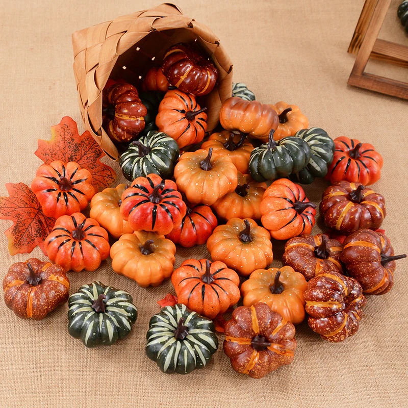 1Pc Mini Simulation Pumpkin Artificial Vegetable Halloween Autumn Decoration for Home Harvest Thanksgiving DIY Craft Supplies