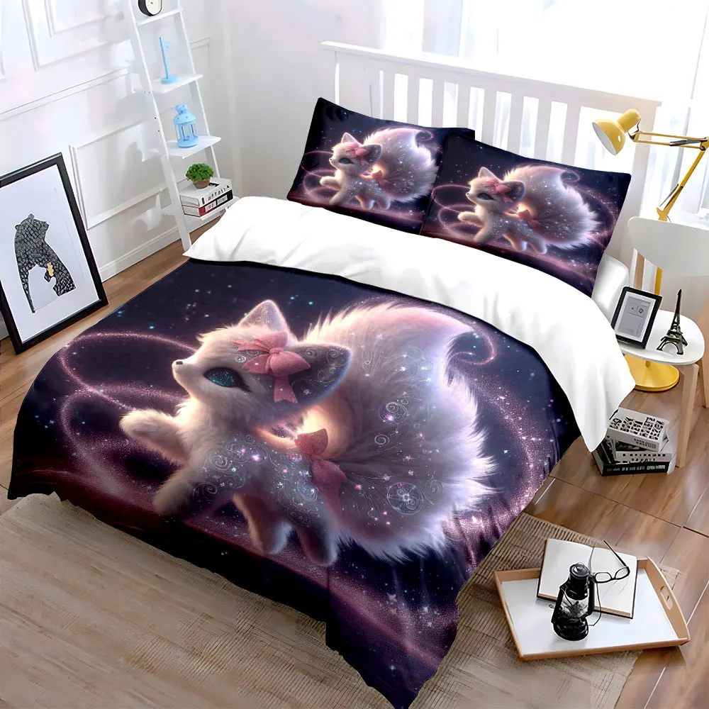 Enchanted fox with glowing aura Printed Duvet Cover Set1 Duvet Cover+2 PillowcaseMulti Size Bedroom Bedding Decor Luxury gifts
