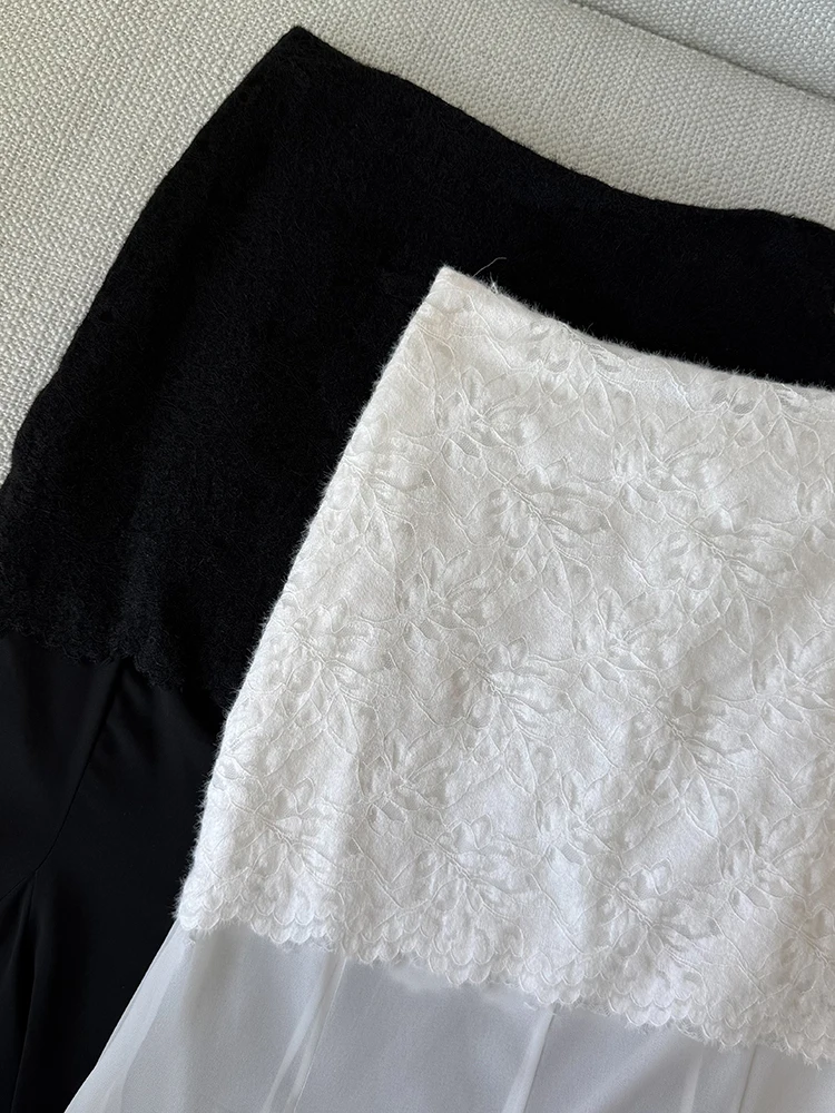 Luxury Sequins Skirts Women Summer 2025 New Loose Casual Elastic High Waist Mermaid Skirt Female Black Midi Skirt Korean Fashion
