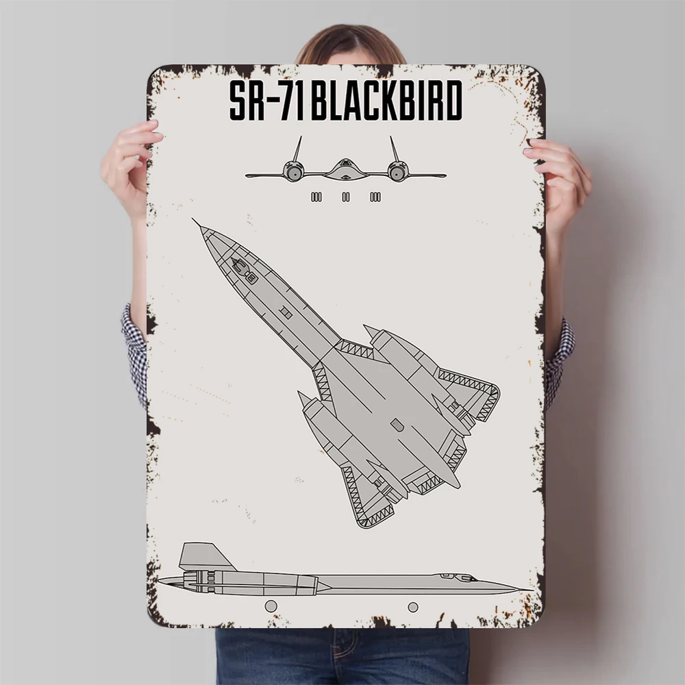 SR-71 Blackbird Jet Aircraft Metal Wall Art Decorative Painting Aviation Enthusiast Gift