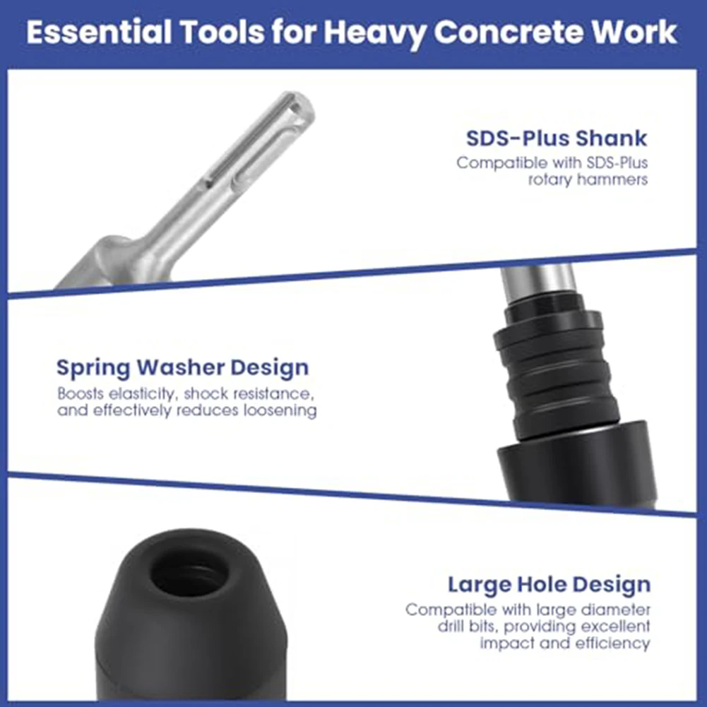 Five Groove Round Handle Connection Rod for Hammer Drill Adapting Bits for Rotary Hammers in Construction and DIY Applications