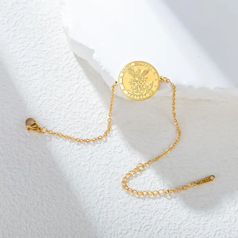 1 Stück Medaillon-Armband mit Erzengel Michael für Damen und Herren, Talisman, Vintage-Schmuck, Geschenk – Detail 11