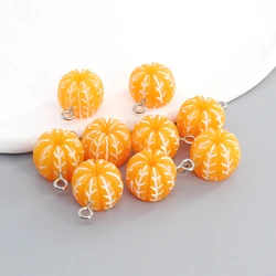 10pcs/pack 3D Small Tangerine Resin Fruit Charms Cute Earring Bracelet Hair Accessory Mini Pendants Diy Jewelry Making