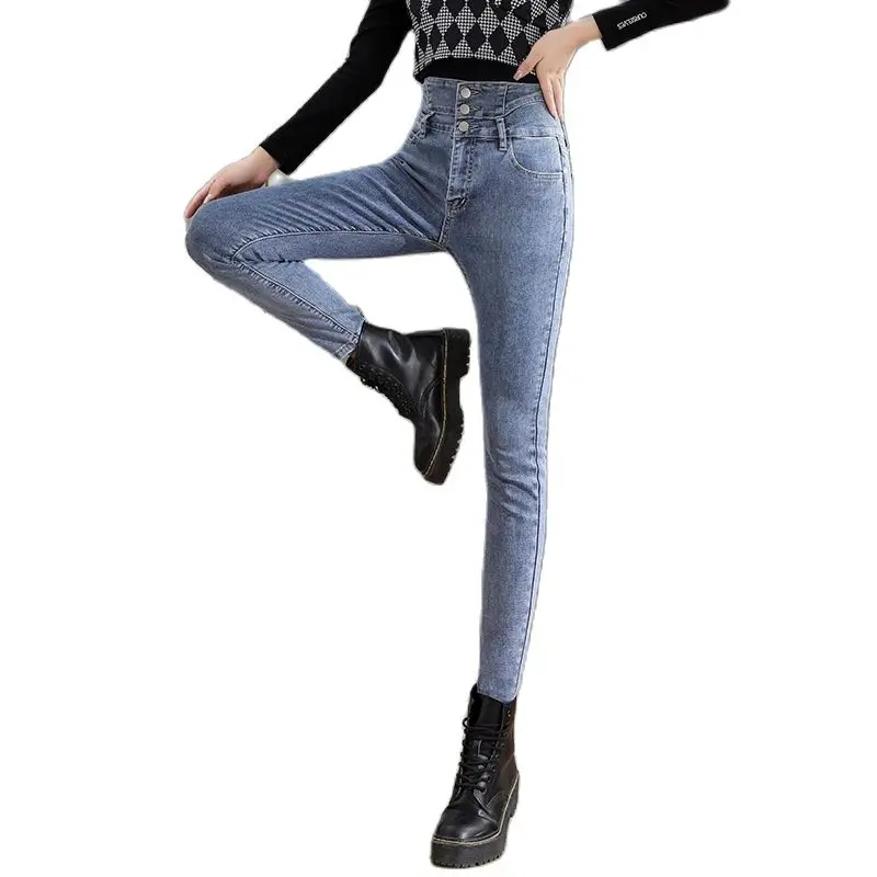 

Fashion New Women High-Waisted Stretchy Slim Hip-Lifting Jeans Pants Office Lady Denim Trousers Casual Clothing Girl Party Gift