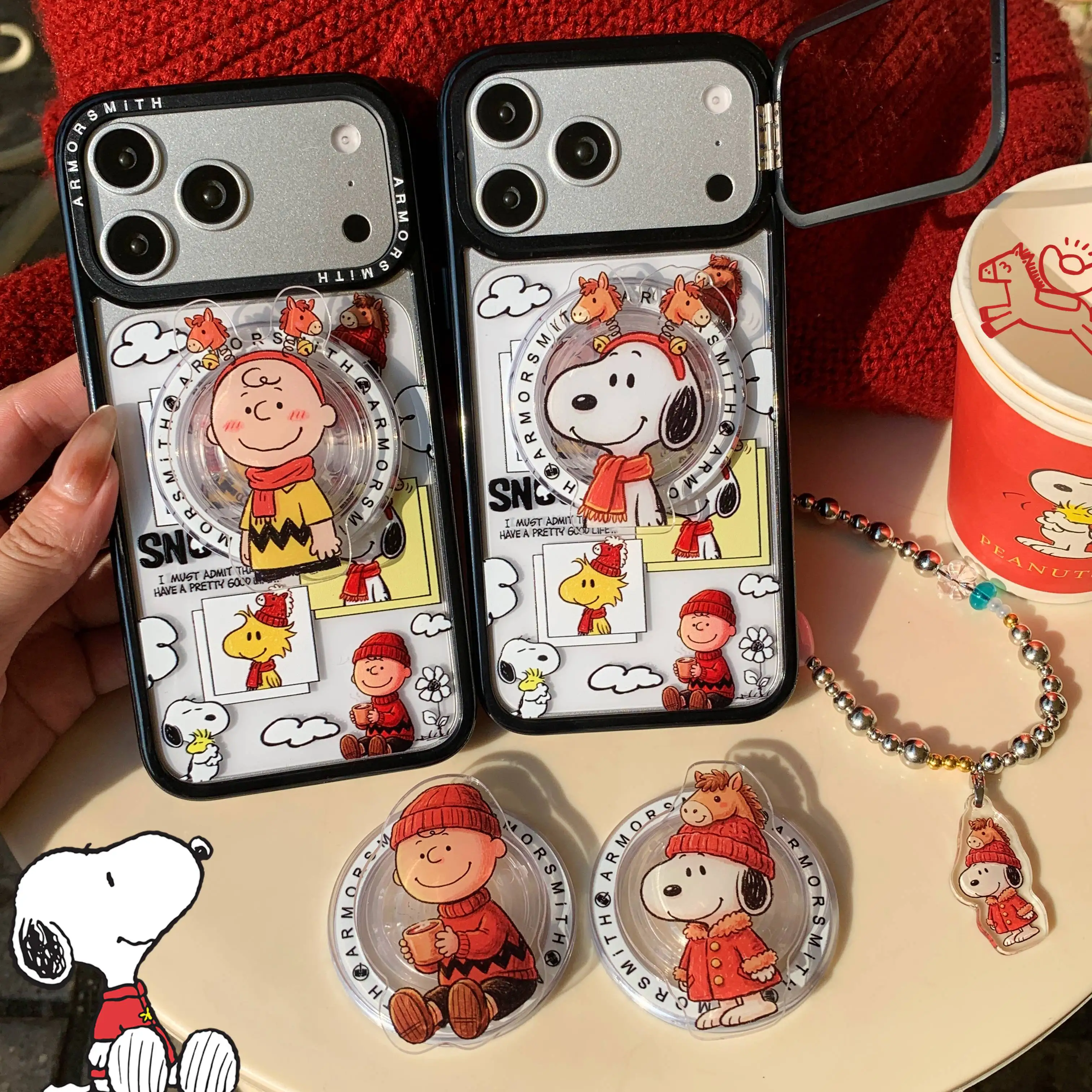 

Подставка для телефона Charlie Brown & Snoopy для ежедневных поездок на работу, для iPhone и Samsung, магнитный чехол для мобильного телефона, удобный для ношения в кармане
