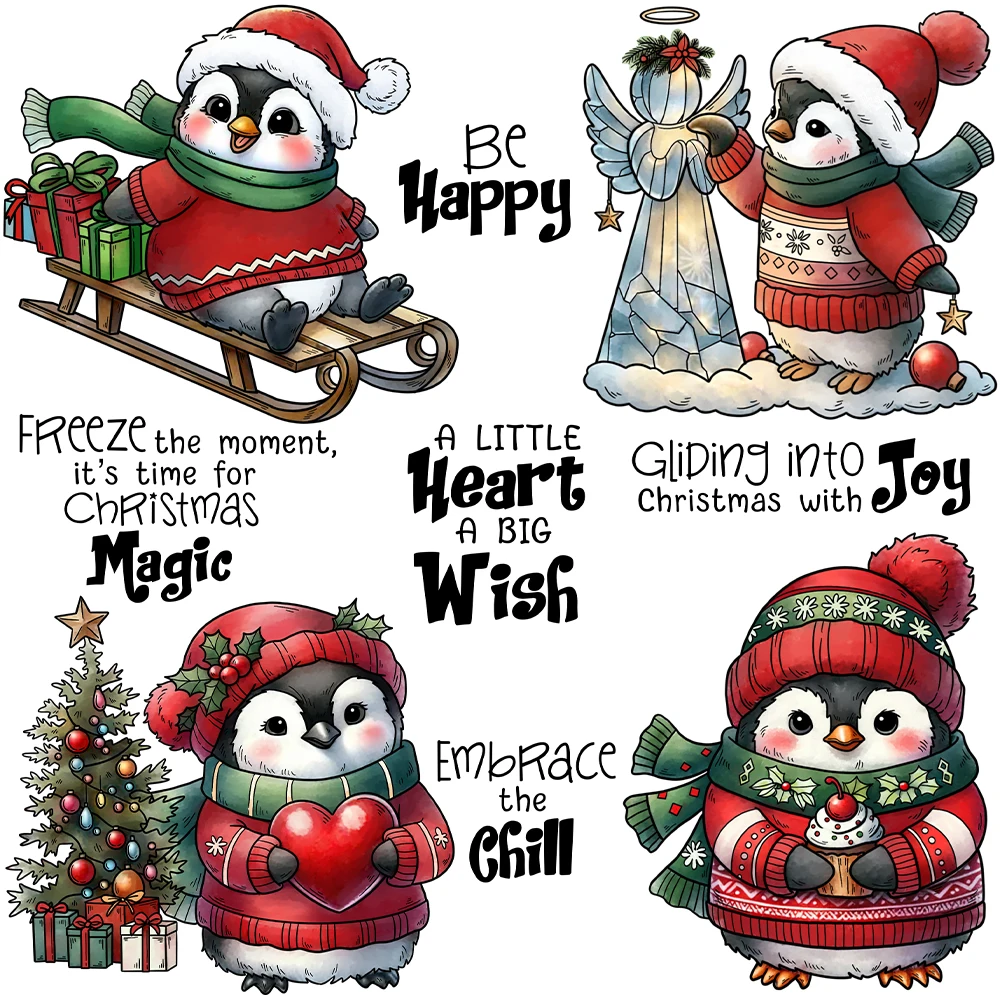 

Mangocraft Winter Christmas Penguins Gnome Clear Stamps DIY Scrapbooking Supplies Silicone Stamp For Card Making Albums Decor