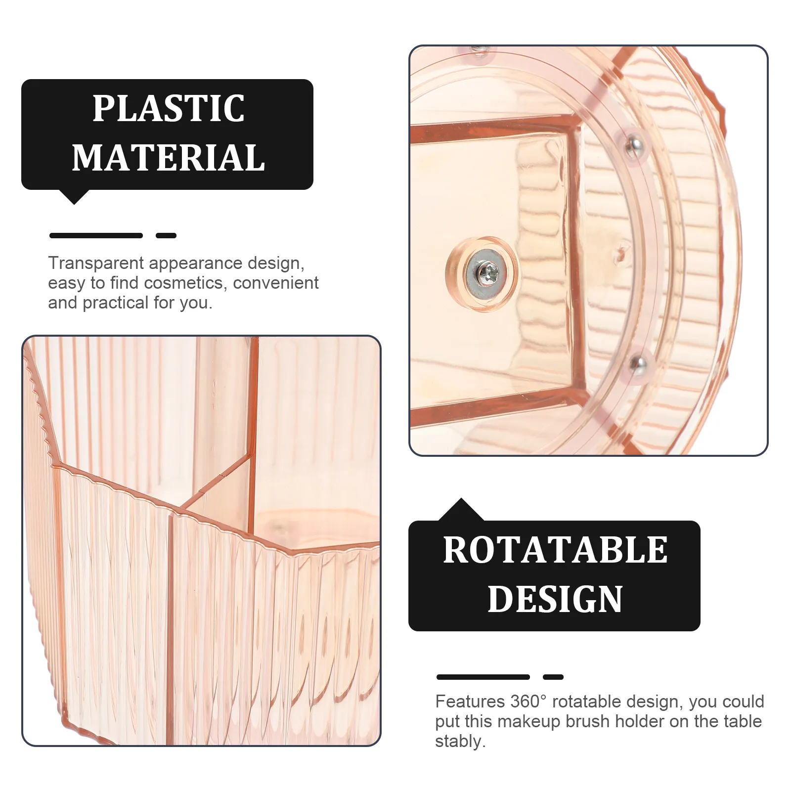 صندوق منظم لفرش المكياج المكتبي، تصميم قابل للدوران يحمل فرش متعددة بما في ذلك أدوات كريم الأساس وكحل الشفاه والحواجب #5