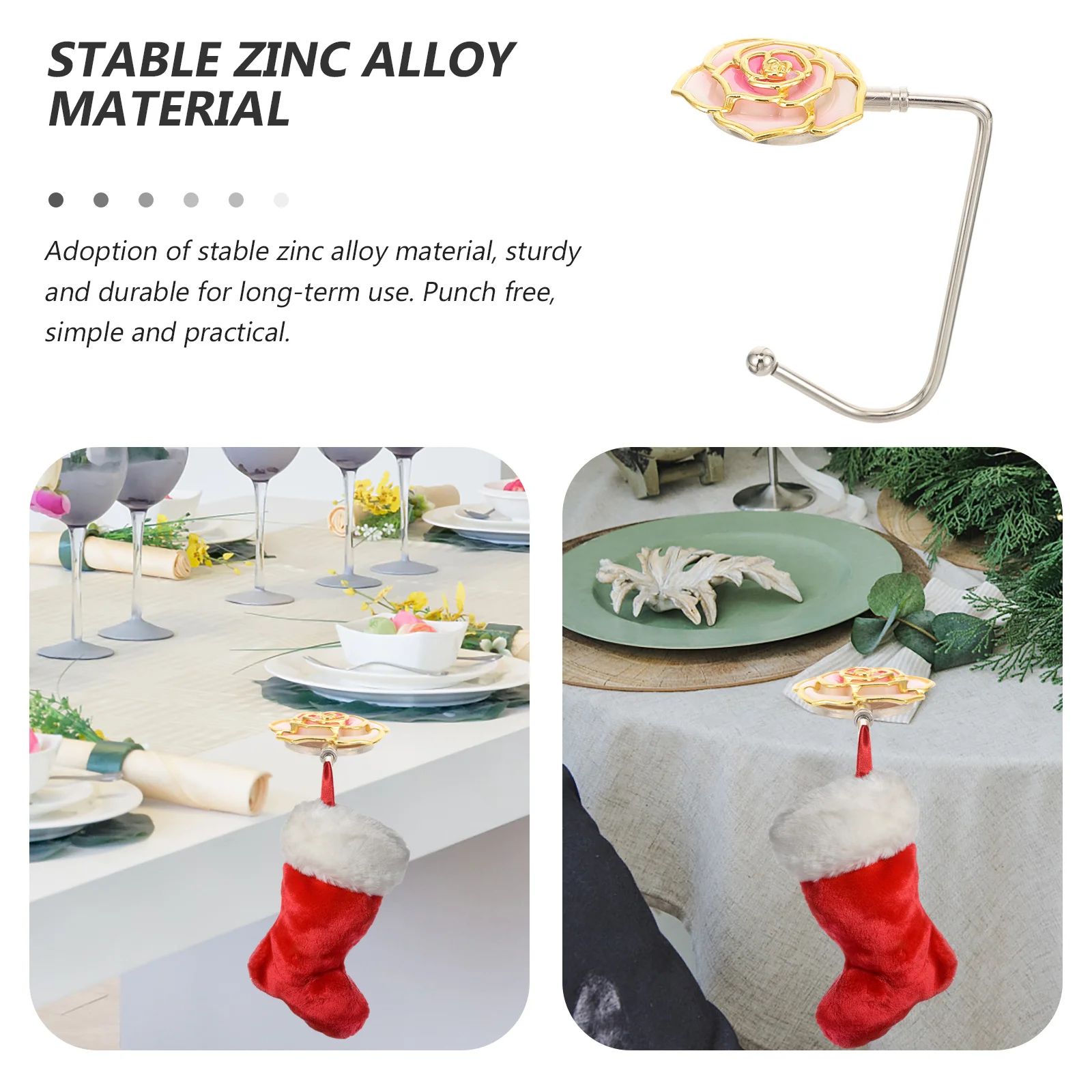 

Zinc Alloy Christmas Stocking Hook Fireplace Multiuse Xmas Hook for Hanging Stockings Garlands and Xmas Decor