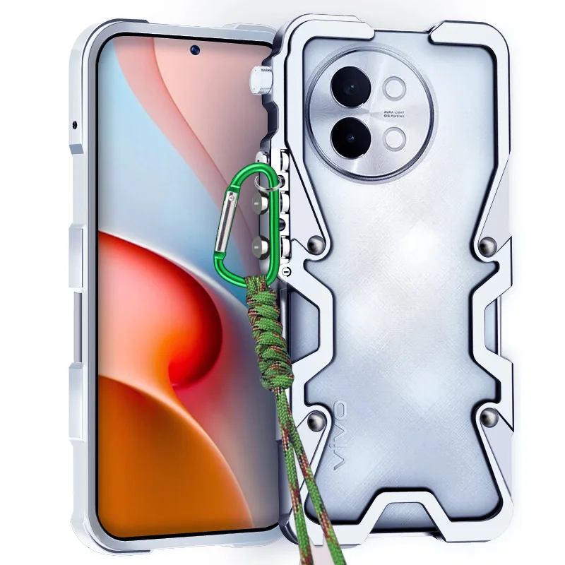 

Zimon Luxury Armor Metal Aluminum Phone Bumper For Vivo S20 S19 S18 S17 S16 S15 Pro Cover Mechanical Purely Handmade Skull Case