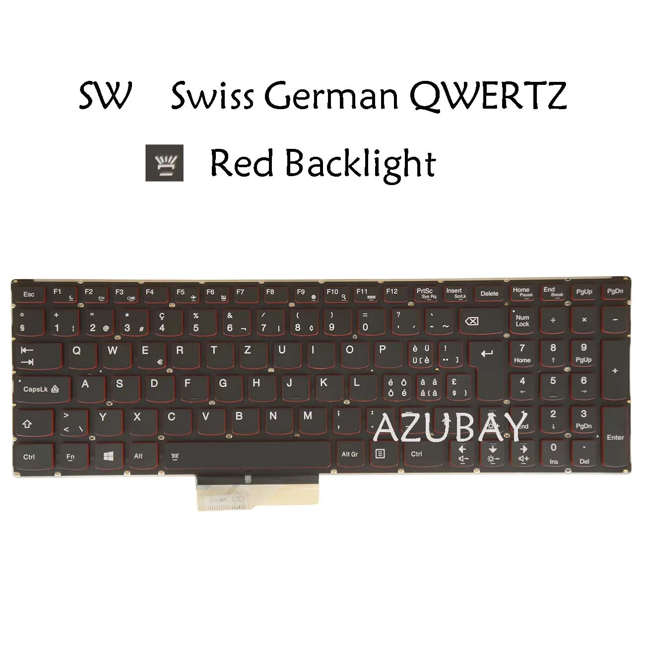 Teclado retroiluminado vermelho para laptop Lenovo 25215982 25216013 Y50 Y50-70 Touch Y70-70 Swiss German QWERTZ