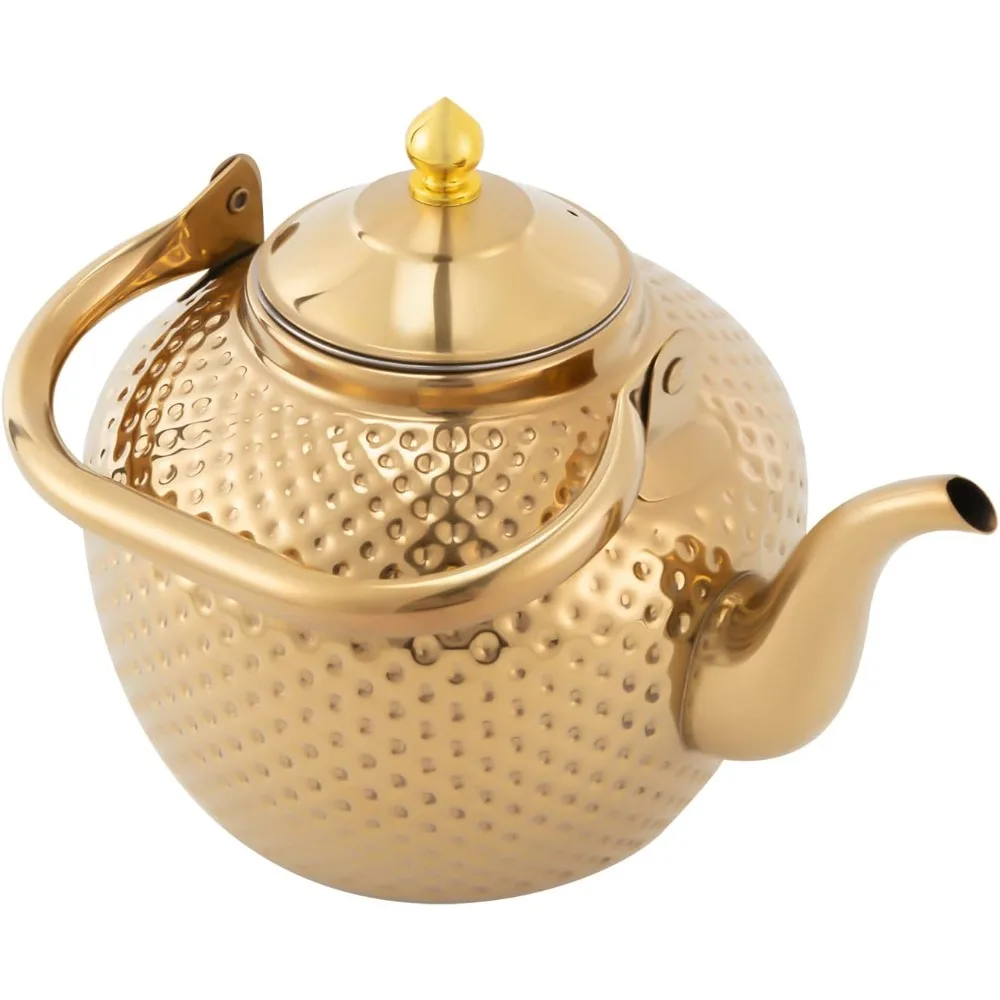 Gold 2L 201 Edelstahl-Teekanne mit Griff und Teesieb Geeignet für Induktionskochfelder – Detail 2