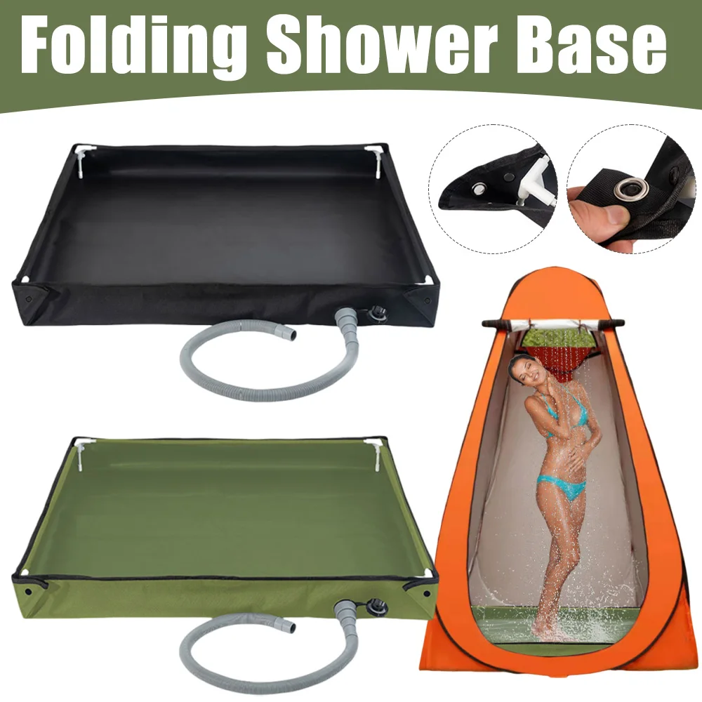 Portable Shower Pan with Drain Hose Camping Shower Tent Floor Base Outdoor Tent Shower Tray for Indoor and Outdoor