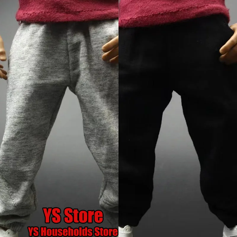 

Black Gray 1/6 Man Soldier Loose Casual Sports Pants Pocket Design Trousers Clothes Accessory For 12" Male Action Figure Body