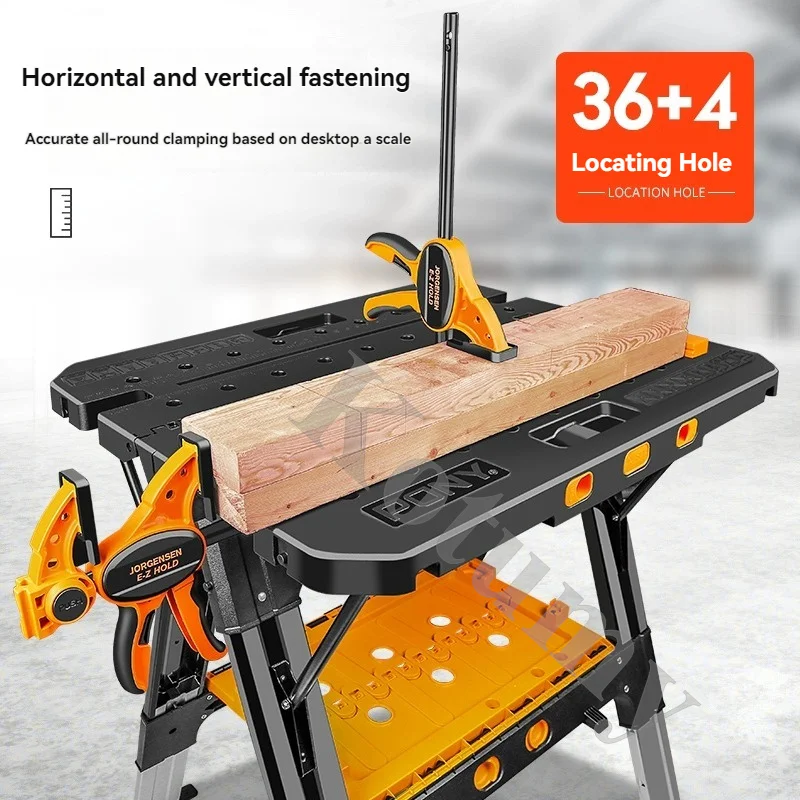 

Folding Work Table, Portable Woodworking Workbench w/ 12" Clamps for Garage/Wood Shop