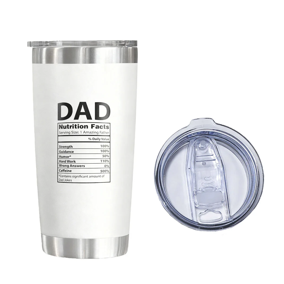 

Dad Nutrition Facts Vacuum Flask 20 oz - Funny Dad Gift Insulated Tumbler for Christmas & Birthday
