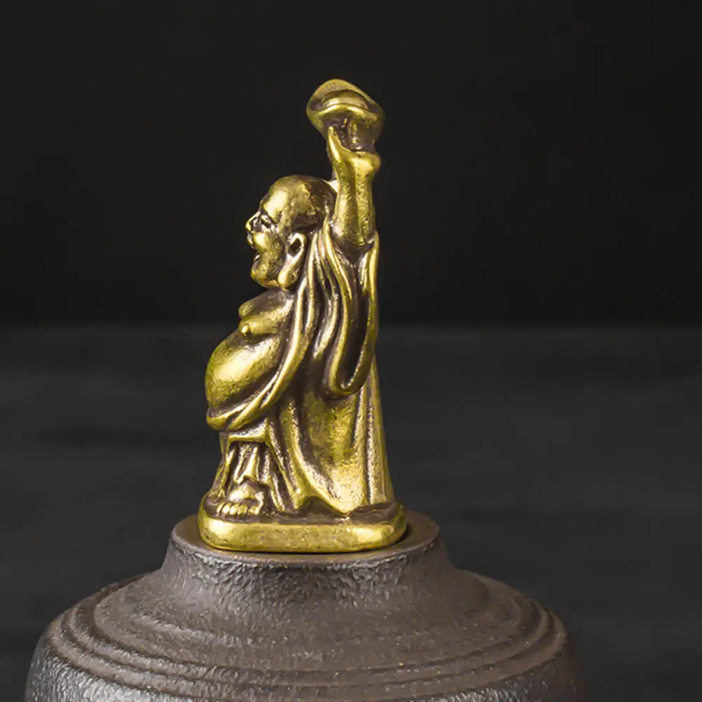 

Brass Buddha Statue Feng Shui Decor Home Office Adornment Wealth Unique Design Desktop nament Collection Gift
