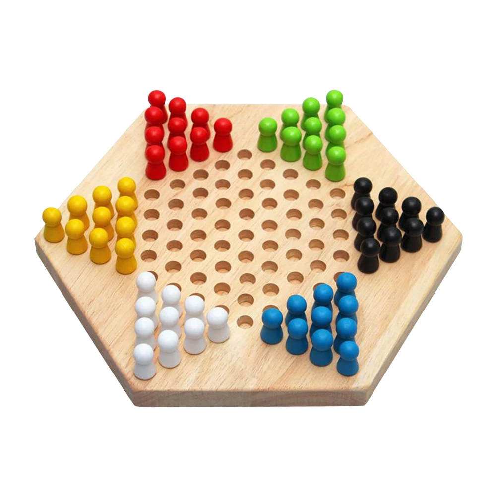 1 Takım Ahşap Eğitim Kurulu Çocuklar Klasik Çin Dama Seti Strateji Aile Oyunu Parçaları Uçan Satranç Ahşap Yapboz Oyunu