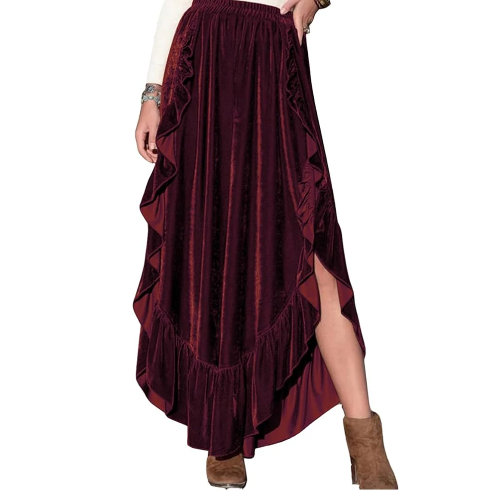 Gonne vittoriane Donna Gonne medievali rinascimentali Gonna Steampunk con volant alto e basso