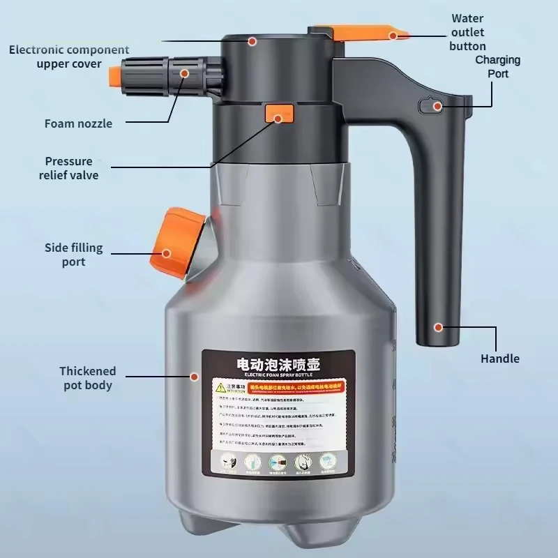 Electric Foam Sprayer Professional Handheld 2L Snow Foam Cannon Motorized Car Wash Sprayer for Car Wash  Car Accessories