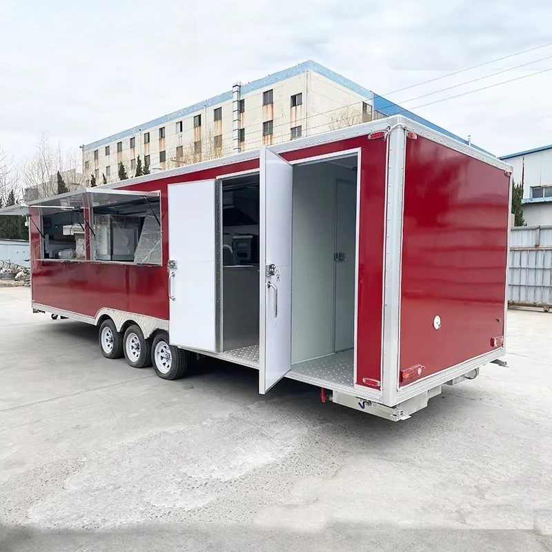 Luxury Mobile Food Truck Trailer With Toilet Multifunctional Street Food Car Ice Cream Catering Trailer