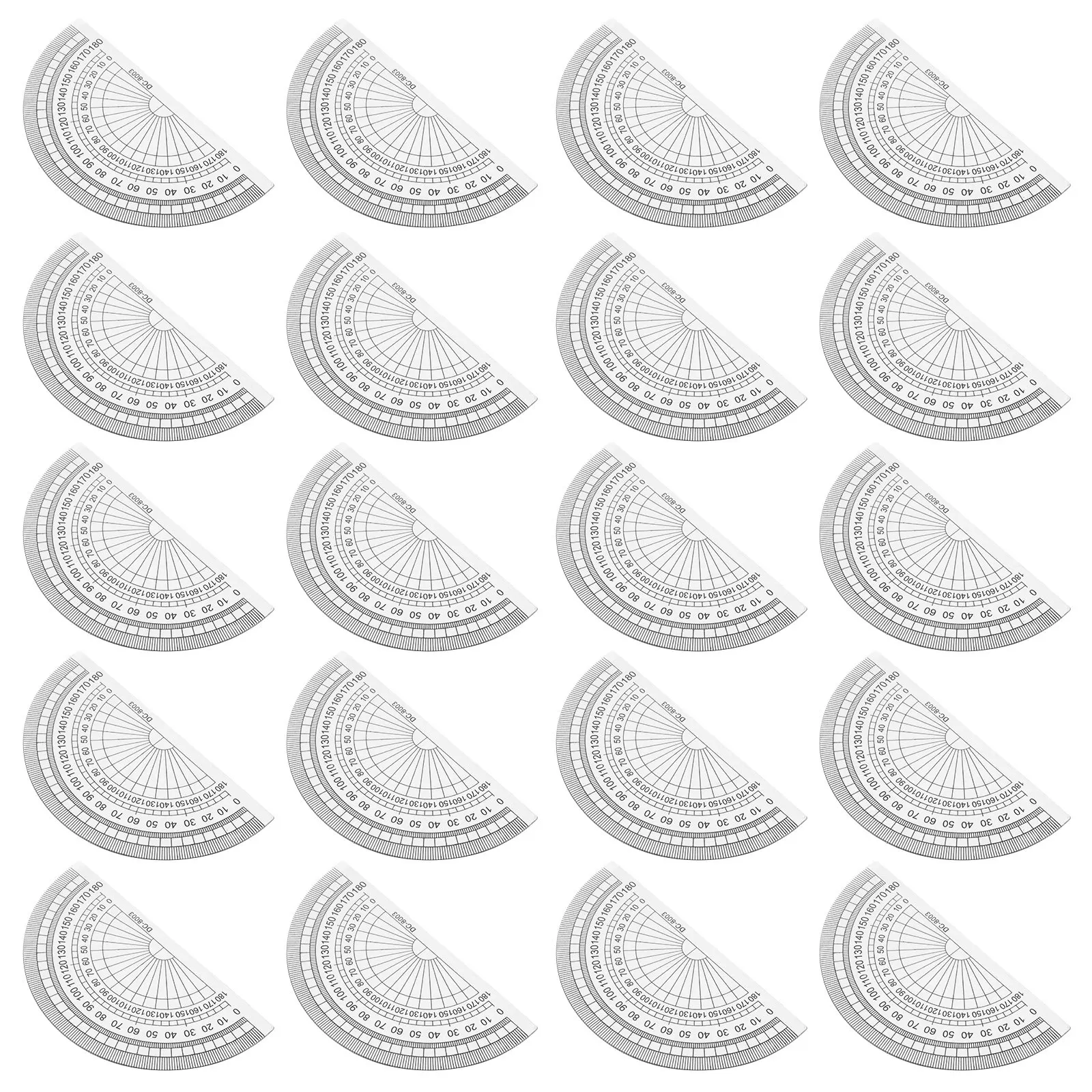 

Набор из 20 пластиковых транспортиров (4 дюйма/10 см) для измерения углов до 180 градусов, для школы, офиса, студентов, математических заданий и черчения