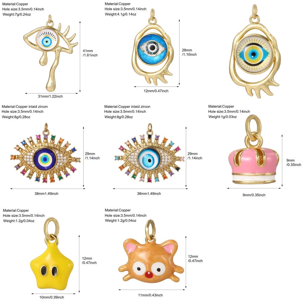 Bohemia Eyes for Jewelry Making Supplies Gold Color Star Animals Dijes diy Earrings Bracelet Necklace Accessories Designer image 2